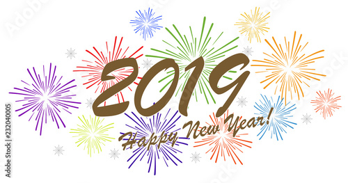 Happy New Year 2019 fireworks concept