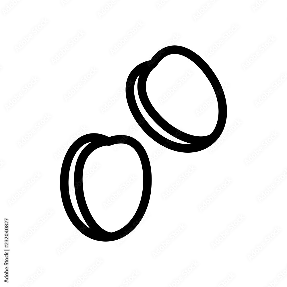 Vegetable collection - olive. Line icon of two whole olives. Vector Illustration Vegetable collection - olive. Line icon of two whole olives. Vector Illustration