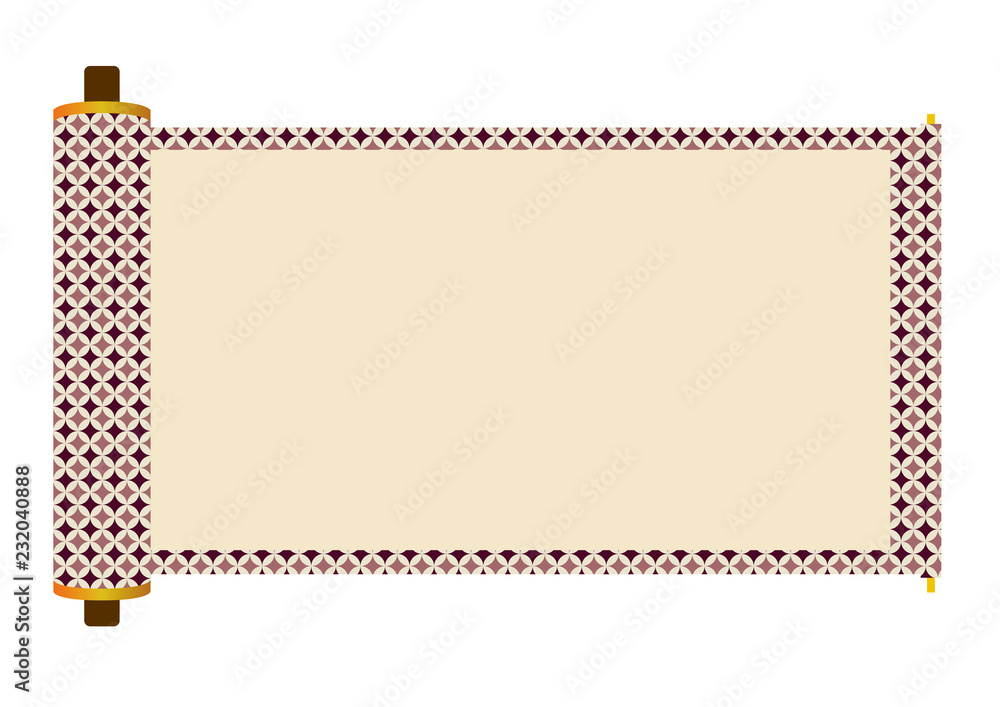 イラスト素材 巻物 無地 七宝柄 白背景 巻子本 巻子装本 Scroll Stock Vector Adobe Stock