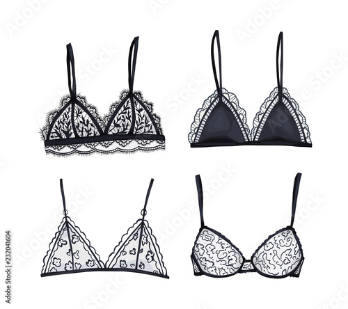 Lingerie clipart set. Lace underwear collection. Vector illustration on white background