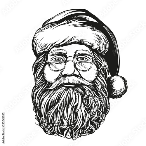 Santa Claus, Christmas symbol hand drawn vector illustration sketch.