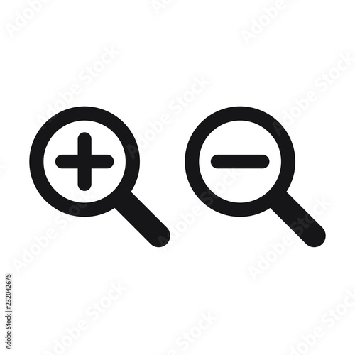 Zoom in and Zoom out magnifying glass icon vector