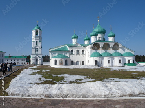 Leningrad region. Alexander-Svirsky monastery. Transfiguration Cathedral and bell tower