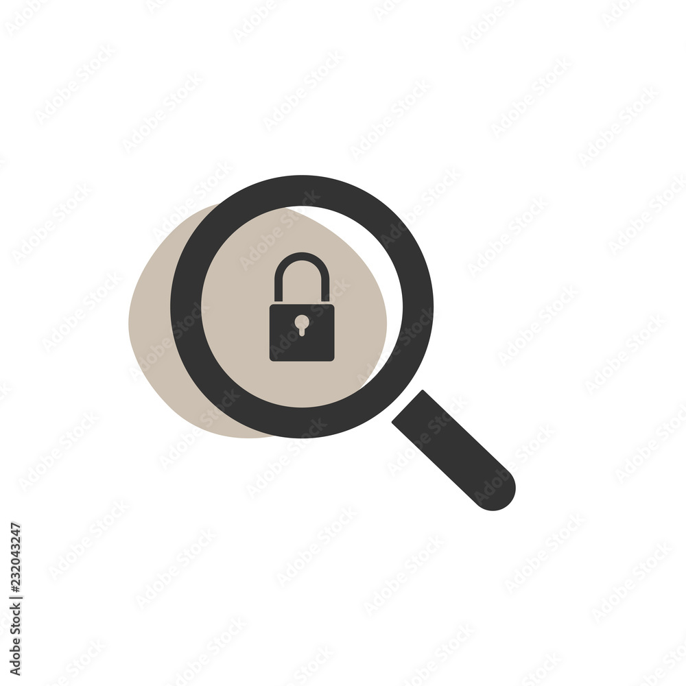 Magnifying glass looking for a padlock isolated web icon Magnifying glass looking for a padlock isolated web icon