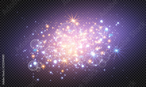 Vector illustration of abstract flare light rays. A set of stars, light and radiance, rays and brightness.