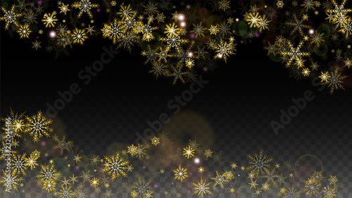 Christmas  Vector Background with Blue Falling Snowflakes Isolated on Transparent Background. Realistic Snow Sparkle Pattern. Snowfall Overlay Print. Winter Sky. Design for Party Invitation.