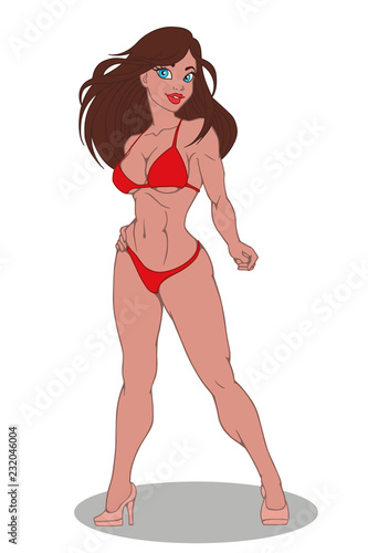 Sexy girl bodybuilder in a bikini. Vector illustration Stock Vector | Adobe  Stock