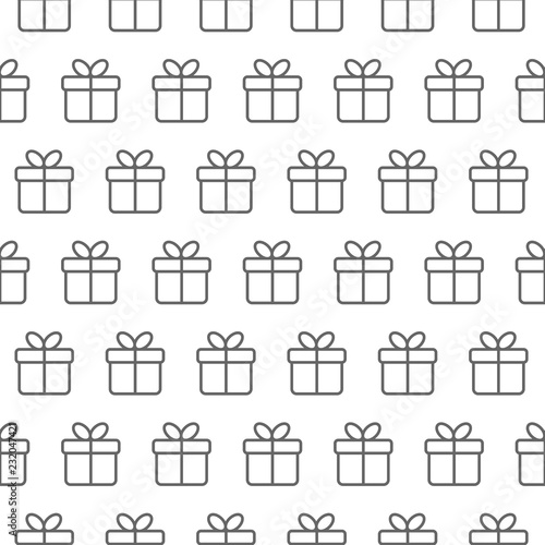 Minimal vector seamless pattern with line gift boxes