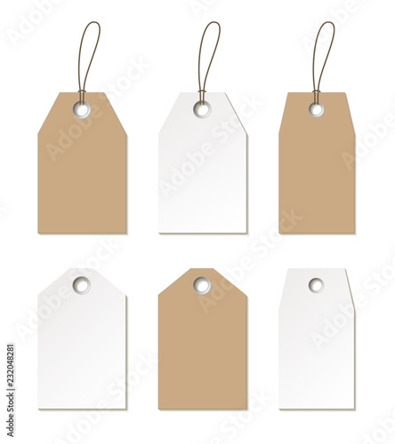 Tags mock up. Vector set of empty labels templates