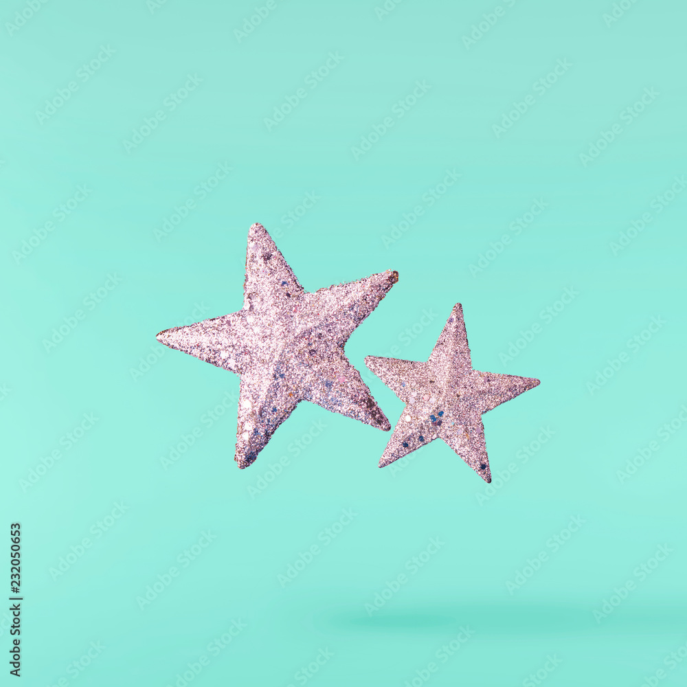 Christmas concept. Creative Christmas conception made by falling in silver stars Christmas concept. Creative Christmas conception made by falling in silver stars