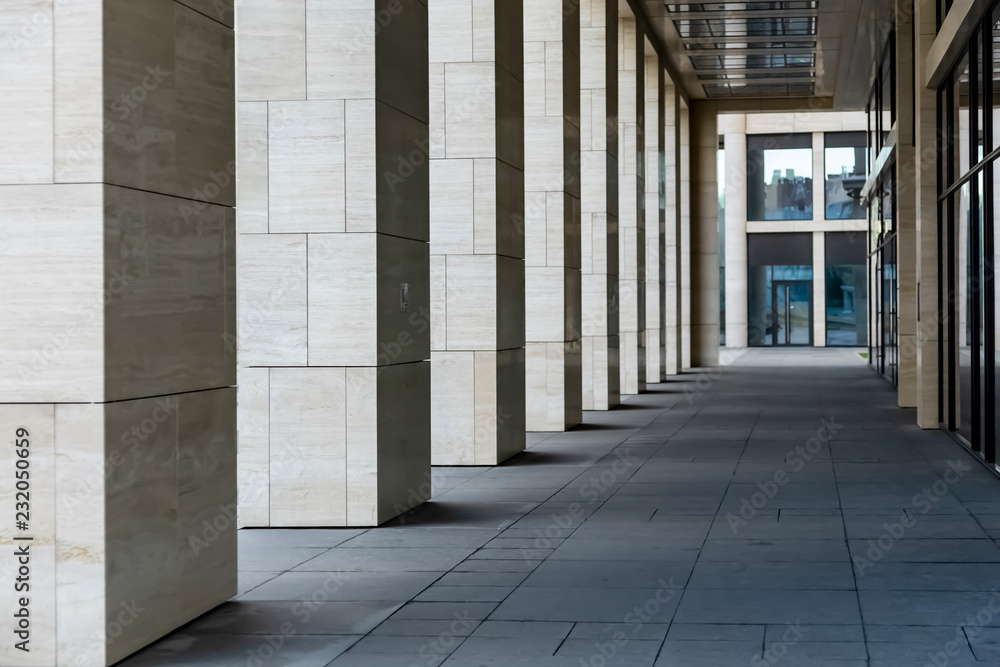 Colonnade beige near the building