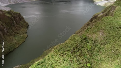 Aerial view of volcanic Lake Pinatubo and mountains, Porac, Philippines. photo