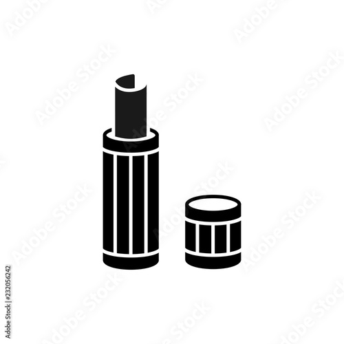 Black & white vector illustration of plastic storage tube. Art carrying case holder for blueprint, poster, artwork. Flat icon of instrument for architect, drafter, artist. Isolated object