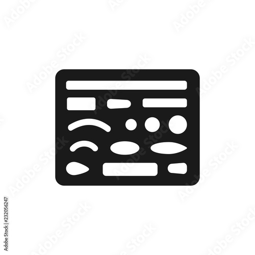 Black & white vector illustration of erasing shield. Flat icon of template eraser for architect, drafter, engineer. Technical & mechanical drawing tool. Isolated object
