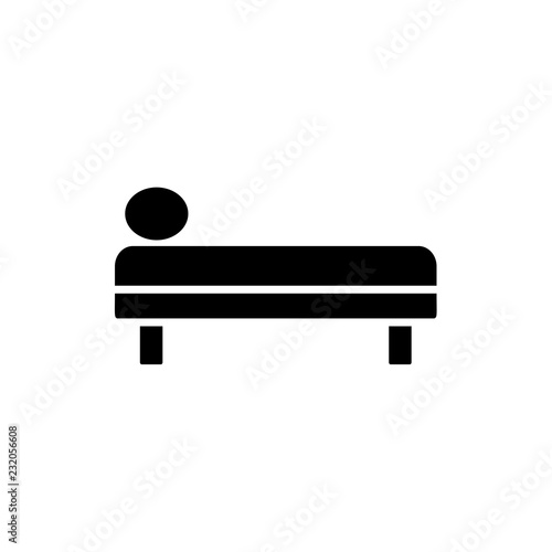Black & white vector illustration of daybed with round pillow. Comfortable sofa. Flat icon of settee. Modern home & office furniture. Isolated object