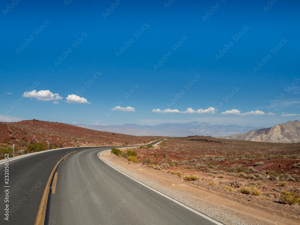 Death Valley National Park, Mojave Desert lone road, California, USA: The hottest place on Earth
