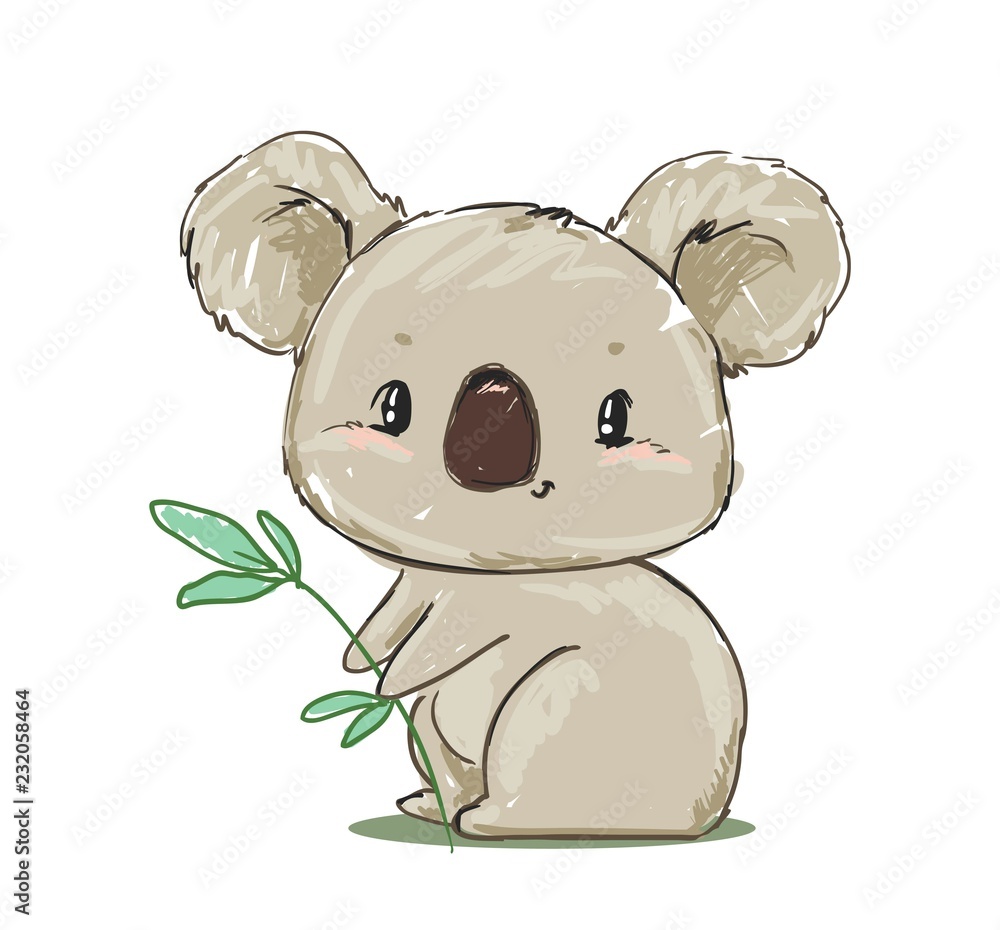 Hand Drawn cute koala bear vector illustration. Children print