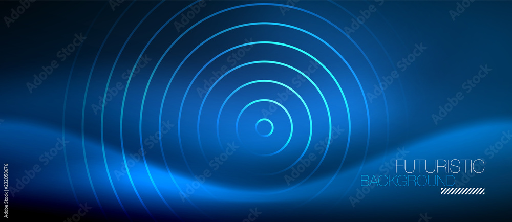 Neon glowing circles background Neon glowing circles background
