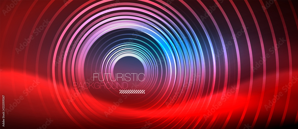 Neon glowing circles background Neon glowing circles background