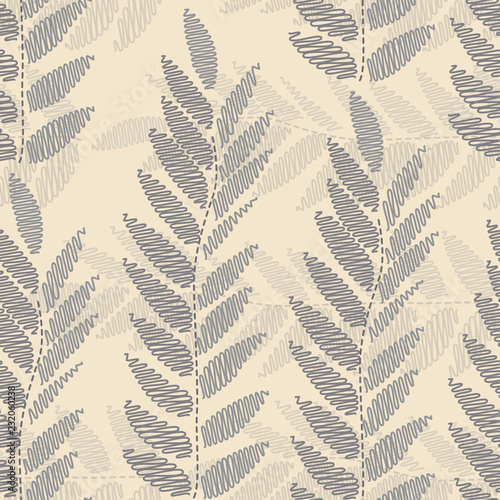 Fototapeta Naklejka Na Ścianę i Meble -  Gentle botanical composition. Seamless vector pattern background 14