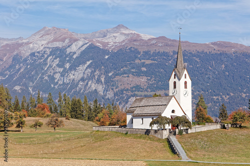 Church in mountain village Versam, Ruinaulta - Rheinschlucht (Rhine canyon), Illanz/Glion - Reichenau, Switzerland