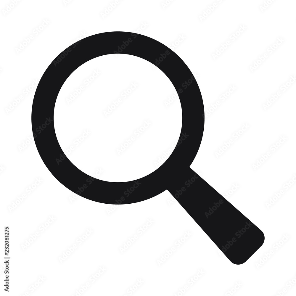 Magnifying glass icon, vector magnifier or loupe sign. Magnifying glass icon, vector magnifier or loupe sign.