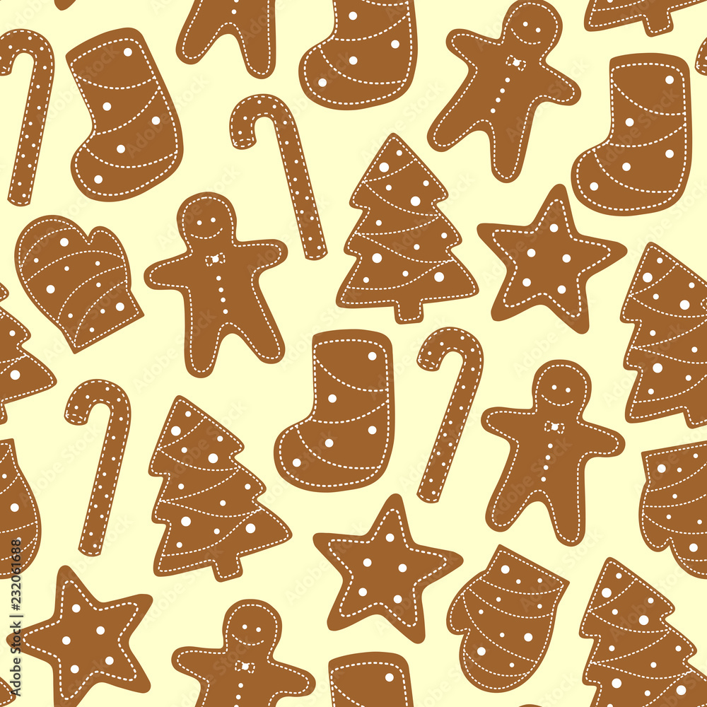 Gingerbread vector seamless pattern. warm tasty ornament 03 Gingerbread vector seamless pattern. warm tasty ornament 03