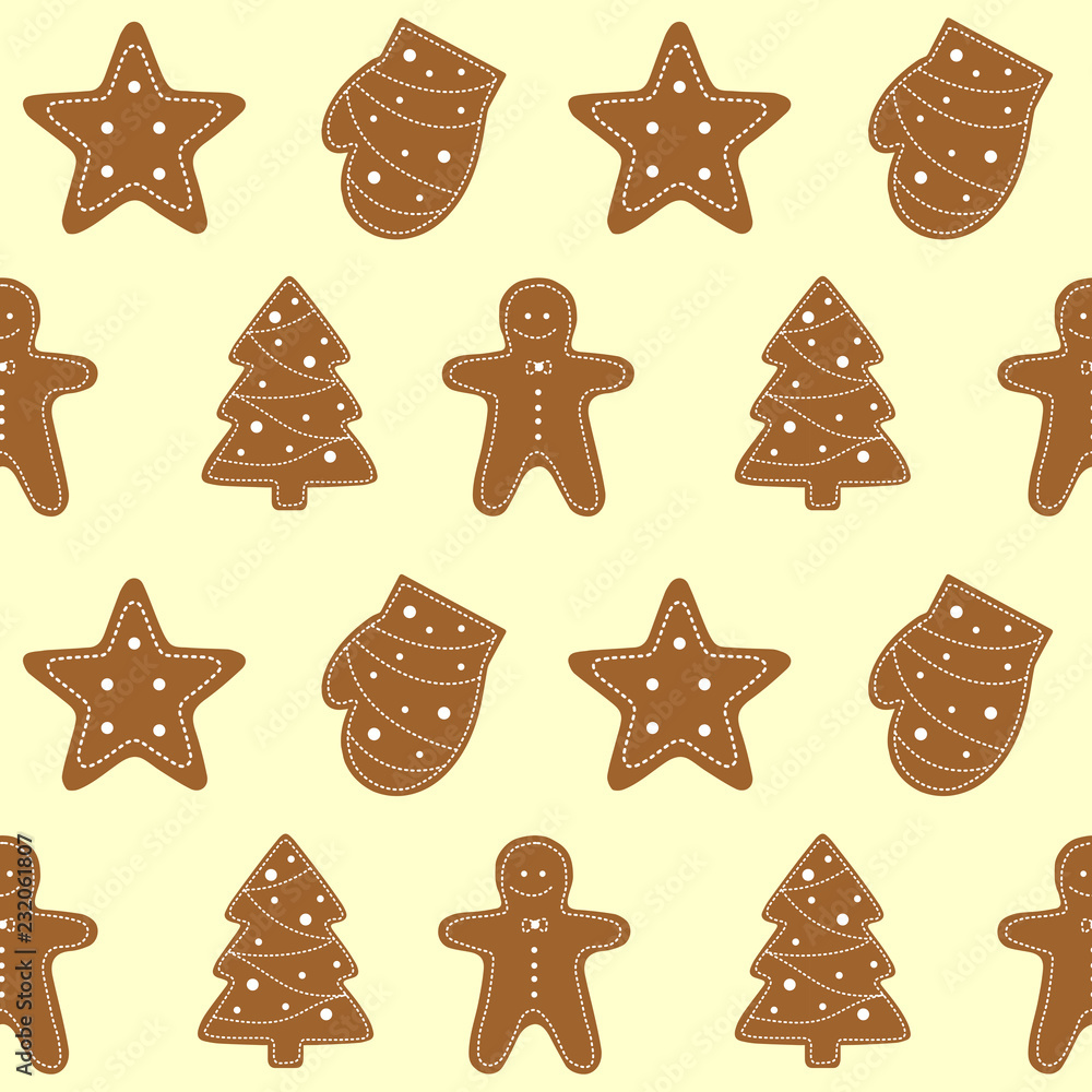 Gingerbread vector seamless pattern. warm tasty ornament 04 Gingerbread vector seamless pattern. warm tasty ornament 04