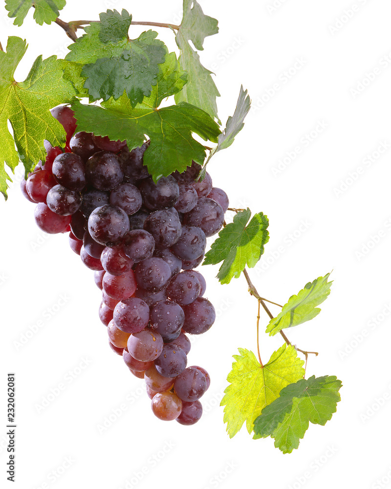 Fototapeta premium Bunch of red grapes isolated on white background