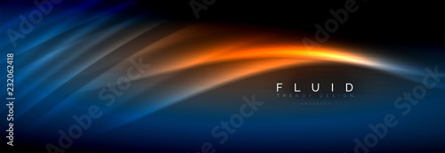 Neon glowing fluid wave lines, magic energy space light concept, abstract background wallpaper design