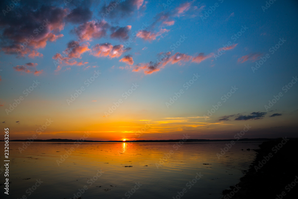 Fototapeta premium Sunset over a town in Denmark