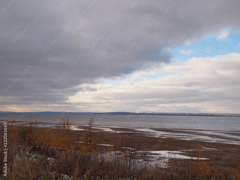 First snow. Autumn. Russia, Ural, Perm region First snow. Autumn. Russia, Ural, Perm region