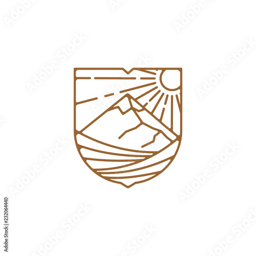 Line art vineyard logo design illustration, mountain logo design