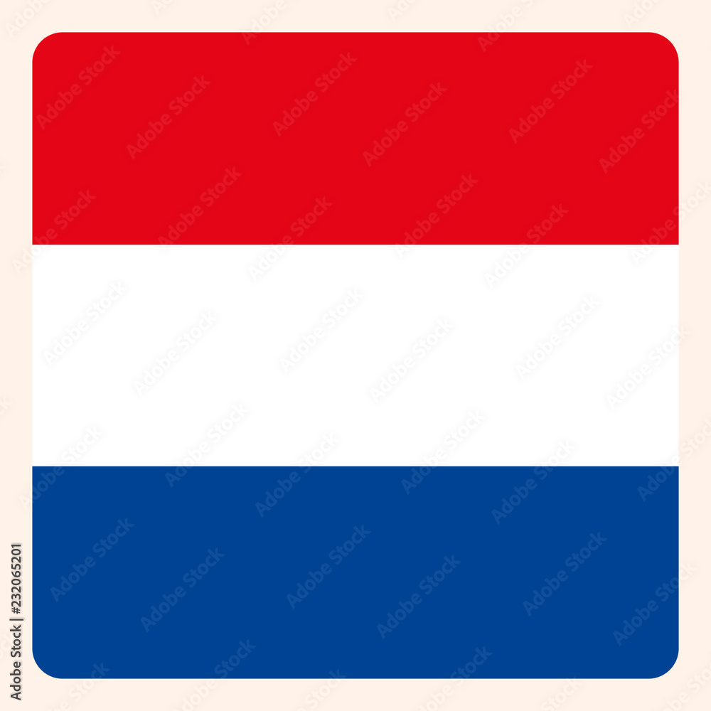 Netherlands square flag button, social media communication sign, business icon.