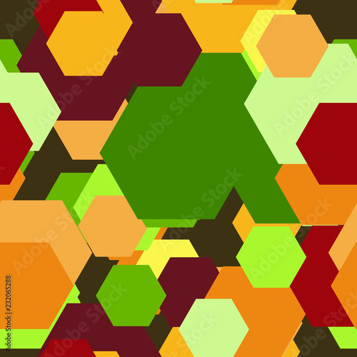 Seamless vector EPS 10. Hexagon ornament. Abstract geometric pattern. Multicolor Figures