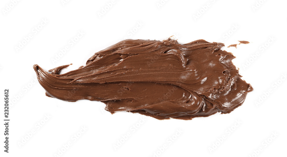 Chocolate cream isolated on white background, top view Chocolate cream isolated on white background, top view