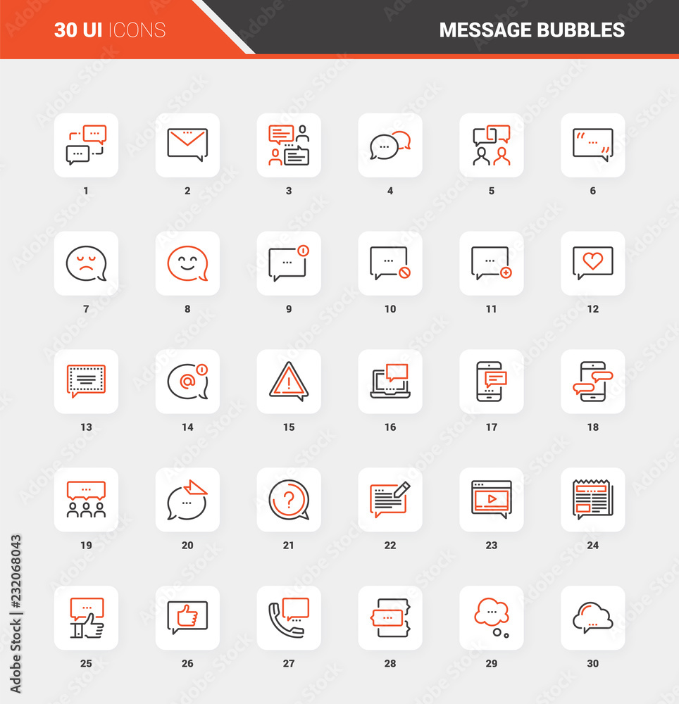 Message Bubbles Flat Line Web Icon Concepts Message Bubbles Flat Line Web Icon Concepts