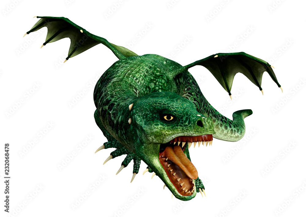 Fototapeta premium 3D Rendering Fairy Tale Dragon na białym tle