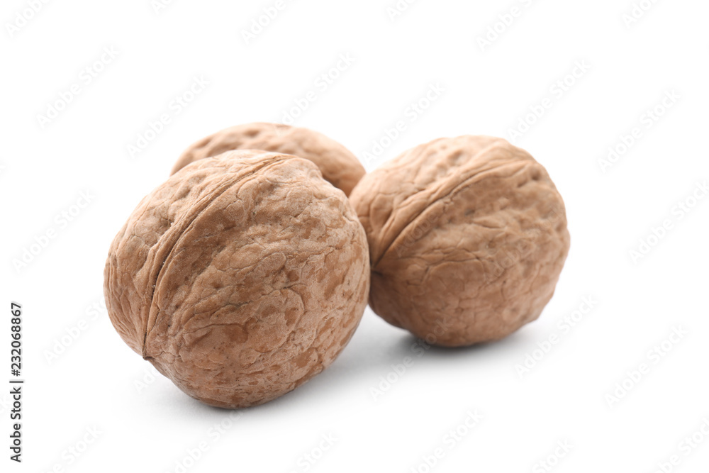 Tasty walnuts on white background Tasty walnuts on white background