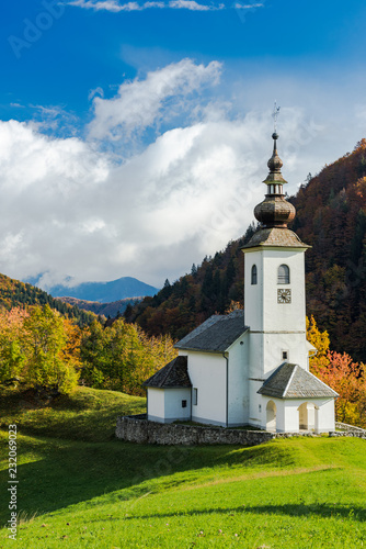 Sv. Marko chapel in Lower Danje, Slovenia at autumn colors