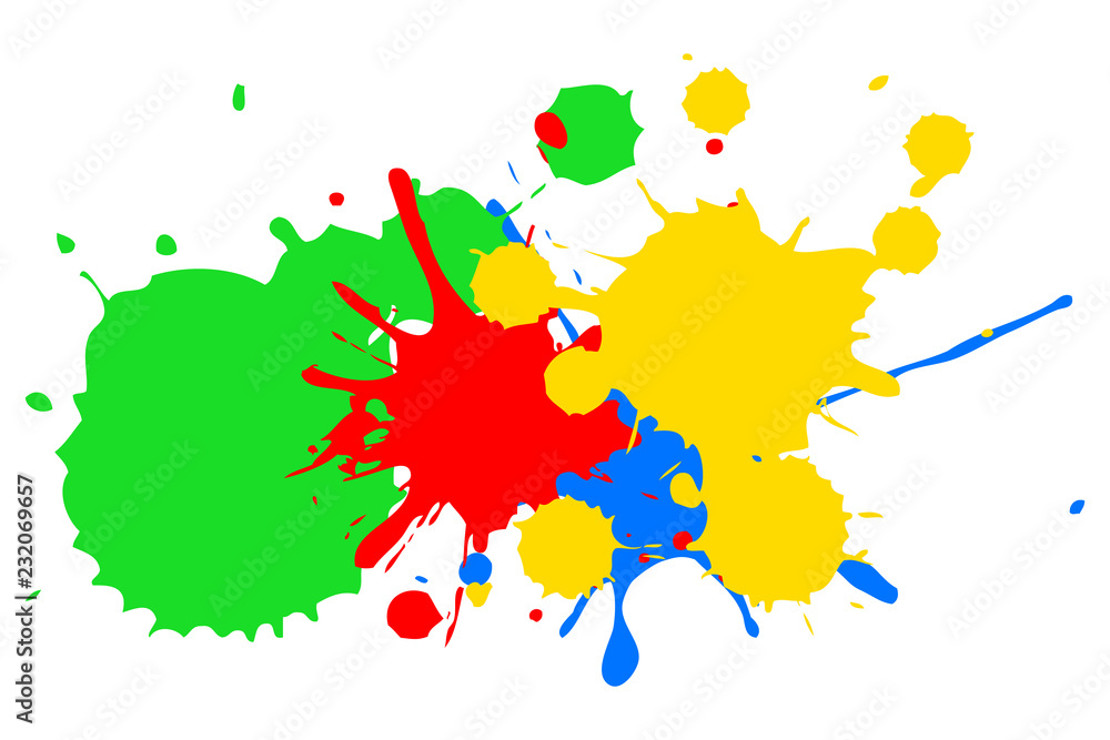 Manchas de pintura de color verde, rojo, azul y amarillo.