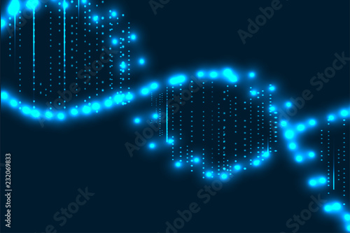 science concept, blue DNA background with space for text, vector illustration.	