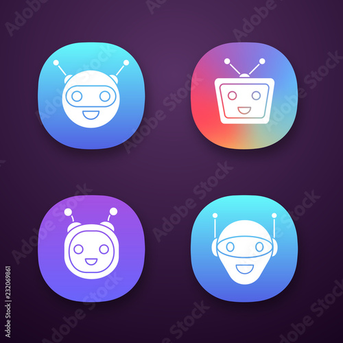 Chatbots app icons set