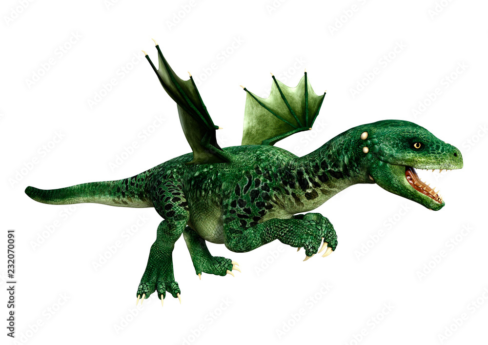 3D Rendering Fairy Tale Dragon on White 3D Rendering Fairy Tale Dragon on White