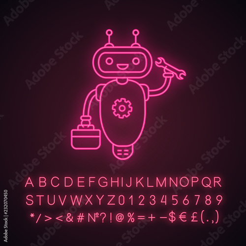 Repair chatbot neon light icon