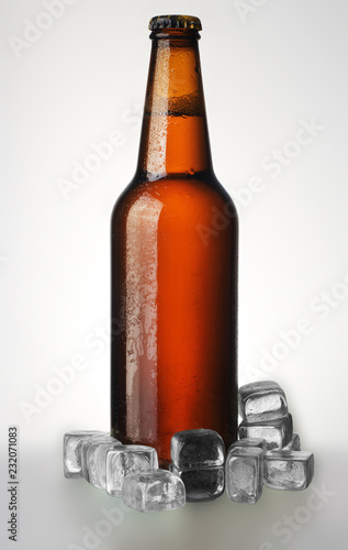 bottle of beer with ice