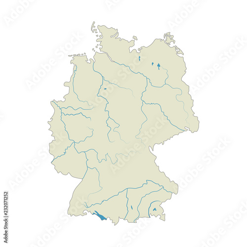 Germany map vector. European German country icon. river and lake