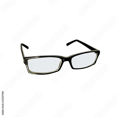 Black glasses icon on white background. Vector realistic icon.
