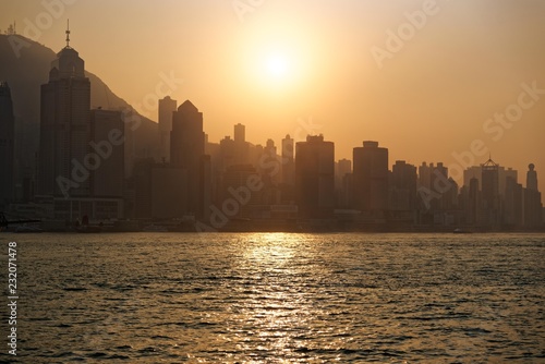 Hong Kong sunset skyline