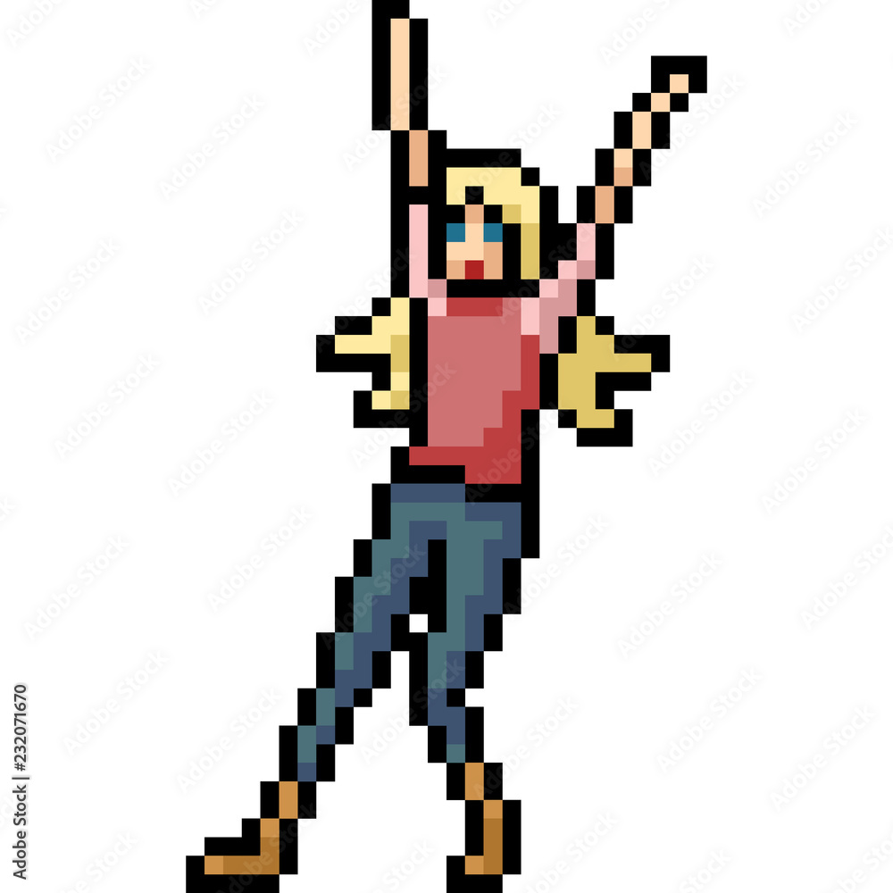 vector pixel art woman happy vector pixel art woman happy